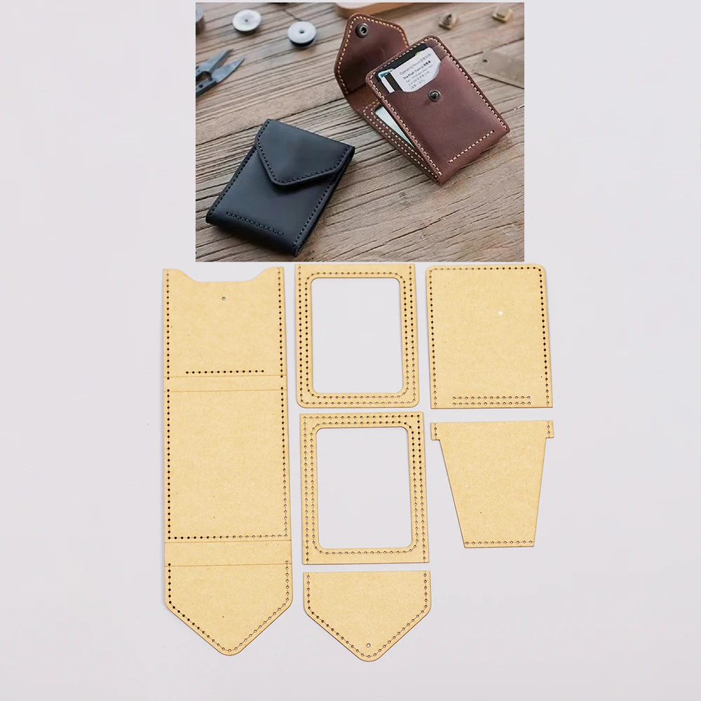 500gsm kraft paper cardholder sewing pattern leather craft drive license bag die cutting template 19x18x1.5cm