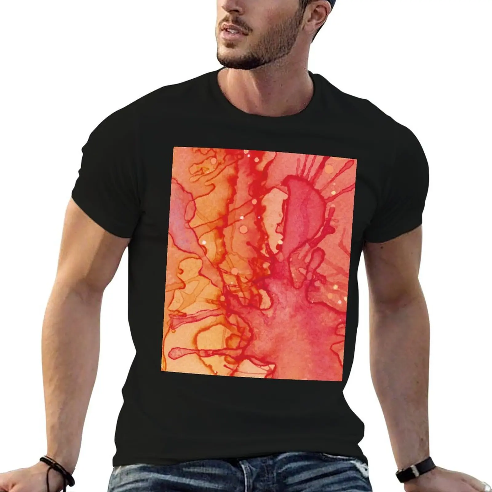 

Colour Splash, Pretty red energy abstract watercolor T-Shirt g man t shirts for men t shirt man luxury T-Shirt