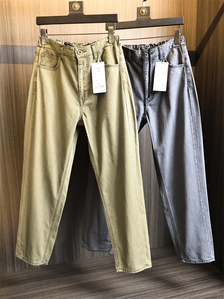 

Хлопковые прямые повседневные брюки в стиле ретро, мужские модные городские брюки, дышащие, удобные, универсальные, простой дизайн, осень