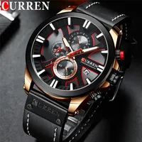CURREN Man WristWatch Chronograph Calendar Sport Men Watch Military Army Top Brand Luxury Black Genuine Leather Male Clock 8346