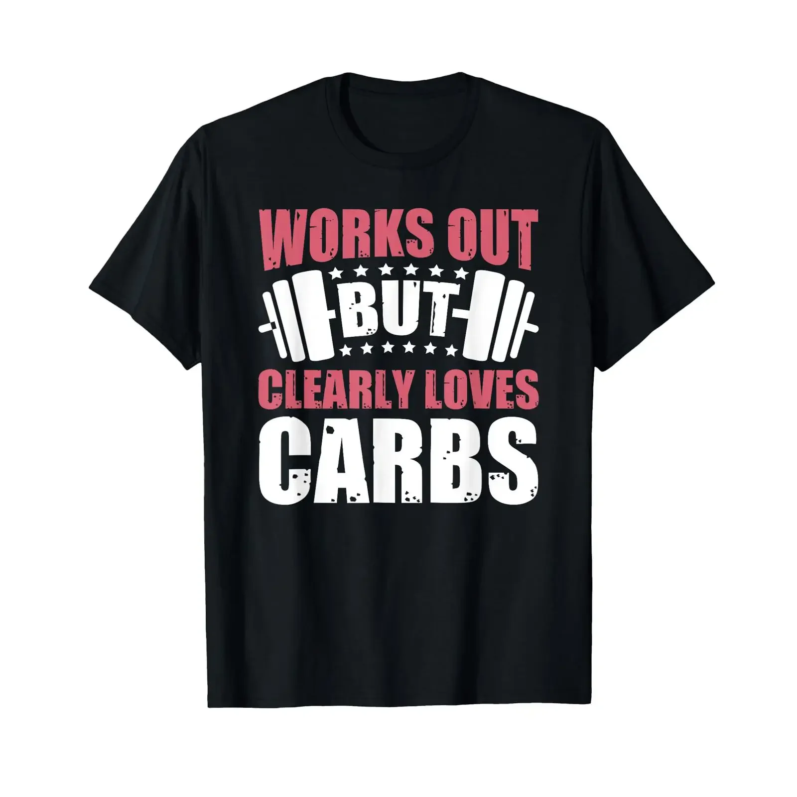 Works Out But Clearly Loves Carbs T Shirt vintage Washed Versatile Stretched Comfortable Slightly homme fashion Unisex Stylish