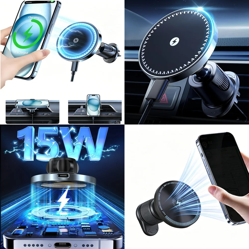 Hot Trending Product 2026 Consumer Electronics  Air Vent Car Phone Holder Magnetic Wireless Car Charger Adapters for iPhone