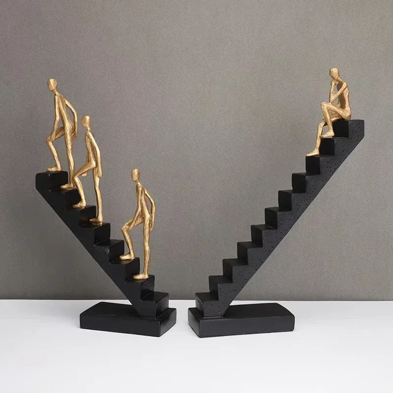 high end quality home decoration creative figurine staircase ornaments gold home decore luxury modern