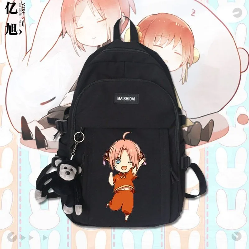 30×44×13cm Black White Red Green, Gintama, Student Kids Teens School Bags, Large Capacity Mochilas Anime Backpacks Girls Boys