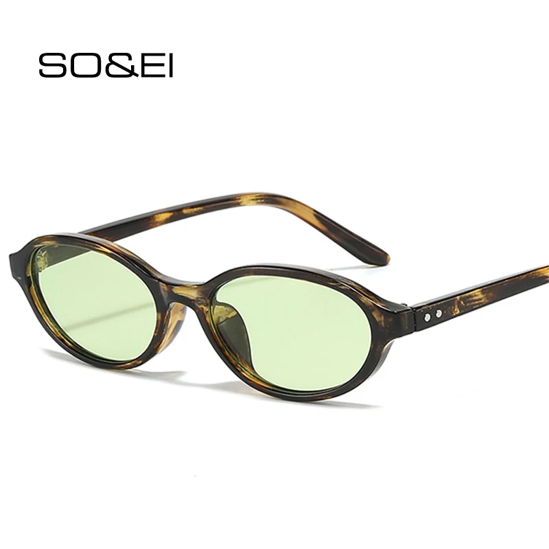 SO&EI Neue Kleine Sonnenbrille Frauen Mode Blau Grün Shades UV400 Retro Nieten Männer Punk Sonnenbrille