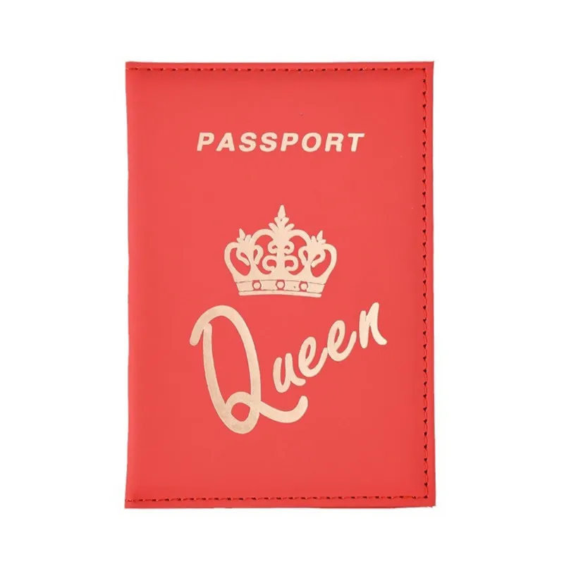 Fashion Queen King  Passport Cover for Women Travel Passport Case Leather Pink Cute Passport Wallet Purse Girl Passport Holder