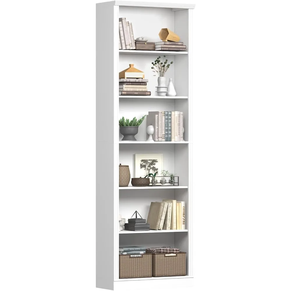 75 Tall Bookshelf & Bookcase, 6-Tier Adjustable Storage Shelves, Book Shelf with Anti-Tipping Device, Floor Standing Modern Disp