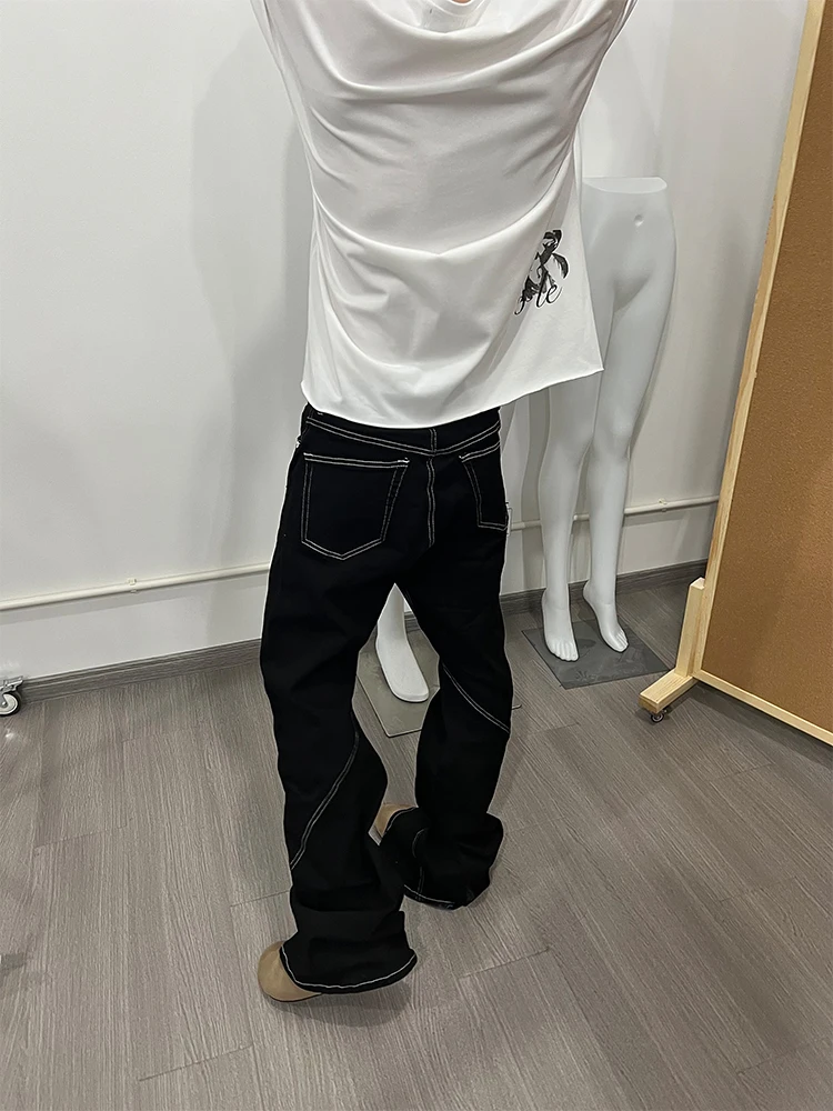 

Viiexplore Men's Slim Fit Straight Leg Jeans Color Blo Spiral Casual Micro Flared Pants Youth Trendy Long Trousers