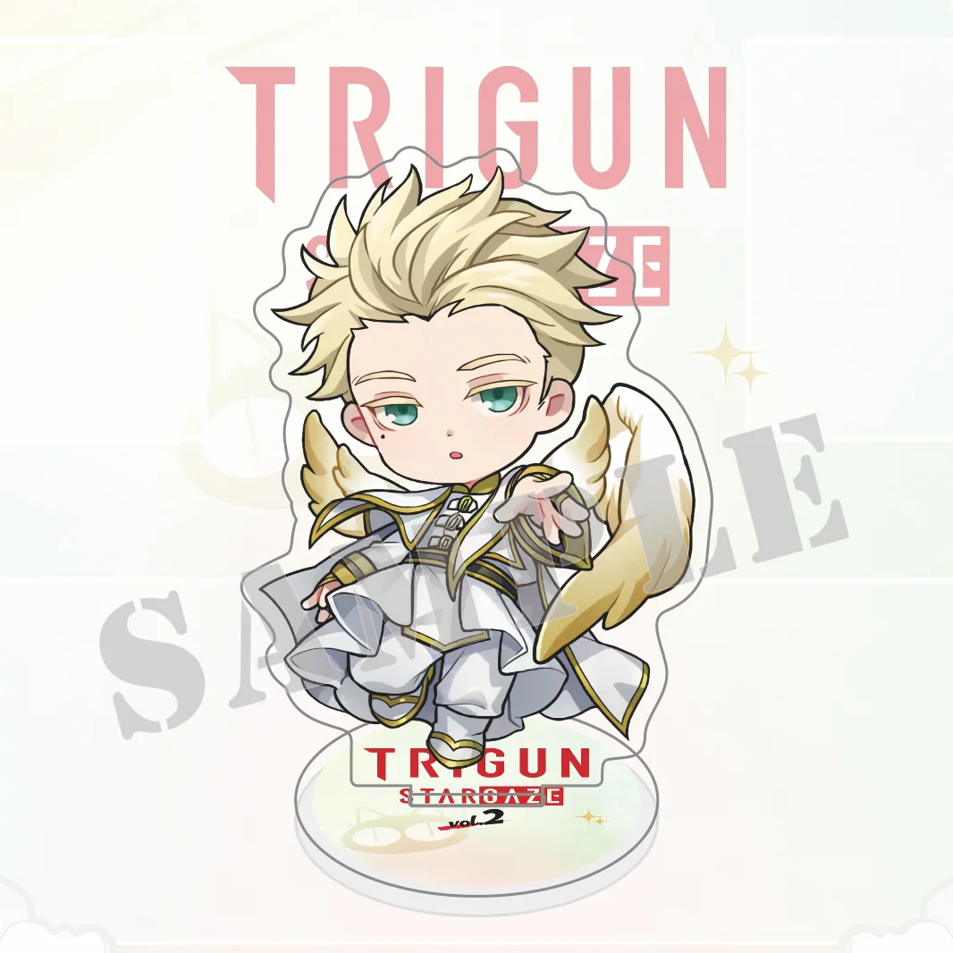 Trigun Stargaze Acrylic Stand, Vash Wolfwood Knives Chibi Figure Standee, Cute Space Sci-Fi Anime Desktop Decor Keychain