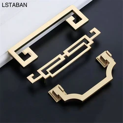 Luxury Gold Kitchen Cabinet Handles Push Pull Door Handle Imitation Copper Zinc Alloy Decorative Furniture Drawer Flush Knobs