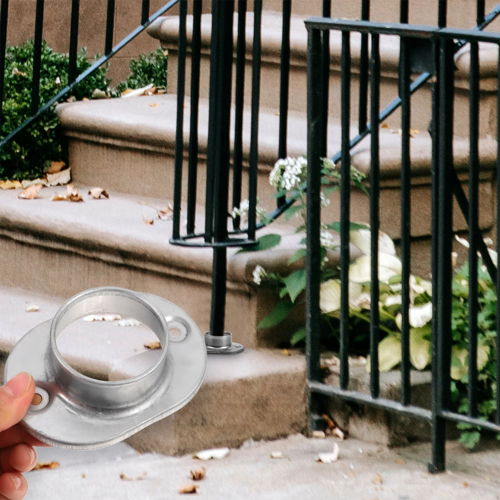 

6Pcs Round Tube Base Zinc Steel Durable Floor Flange Post Flange Mount Base for Deck Railing Post Handrail Support