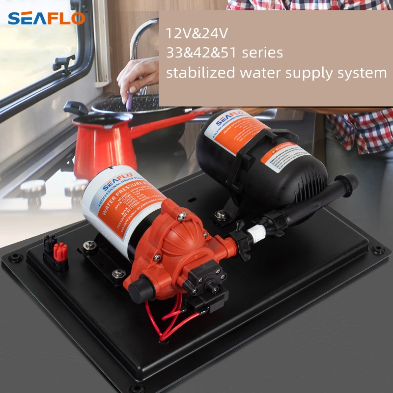 SEAFLO Rv Water Pump and Accumulator Tank System 33&42&51 Series 12V 24V DC Booster High Flow Water Pump Set RV Water Pump