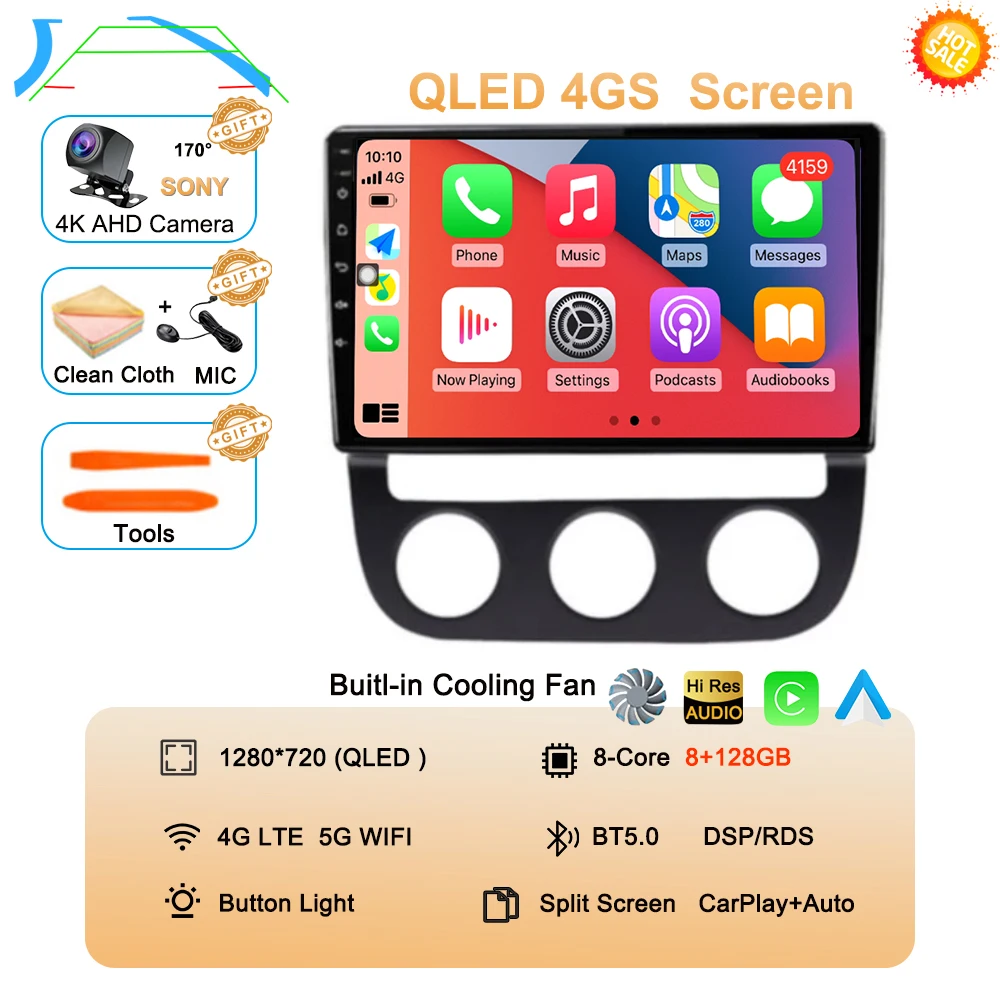 Android 16 Carplay Auto voor Volkswagen Jetta 5 2005 2006 2007 2008 2009 2010 autoradio GPS multimediaspeler 4G head unit stereo