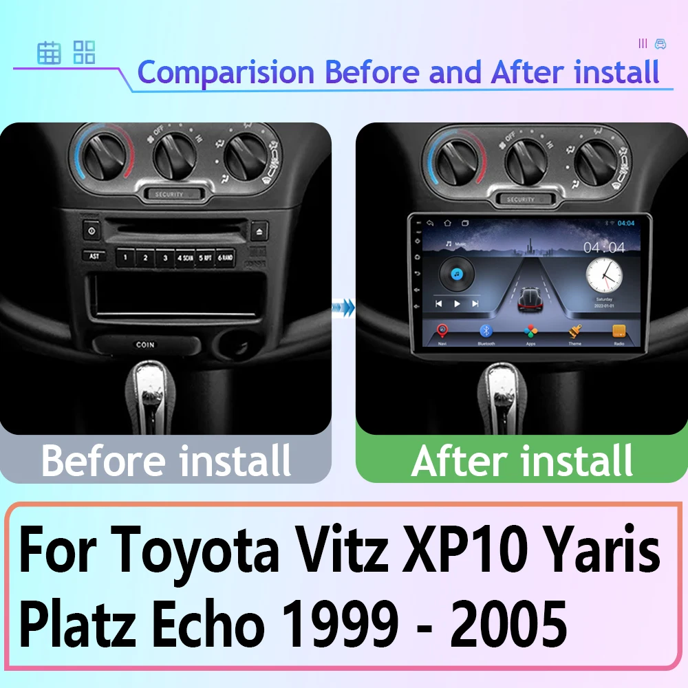 Android 13 Car Radio For Toyota Vitz XP10 Yaris Platz Echo 1999 - 2005 Autoradio GPS Navigation Multimedia Player No 2din DVD