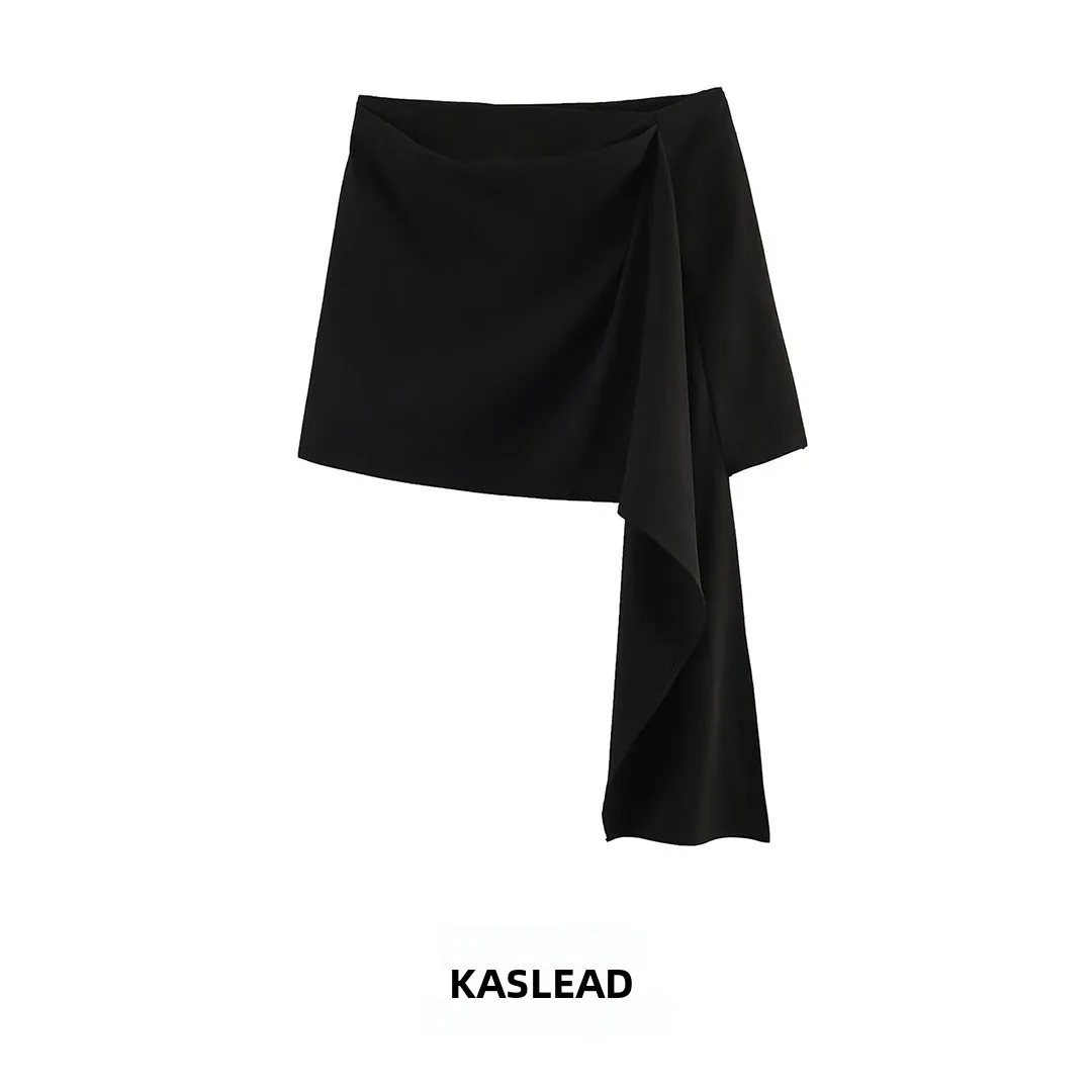 

KASLEAD New Asymmetric Simple Versatile Short Skirt for Women Fashionable Minimalist Design Standard Fit Polyester Fiber