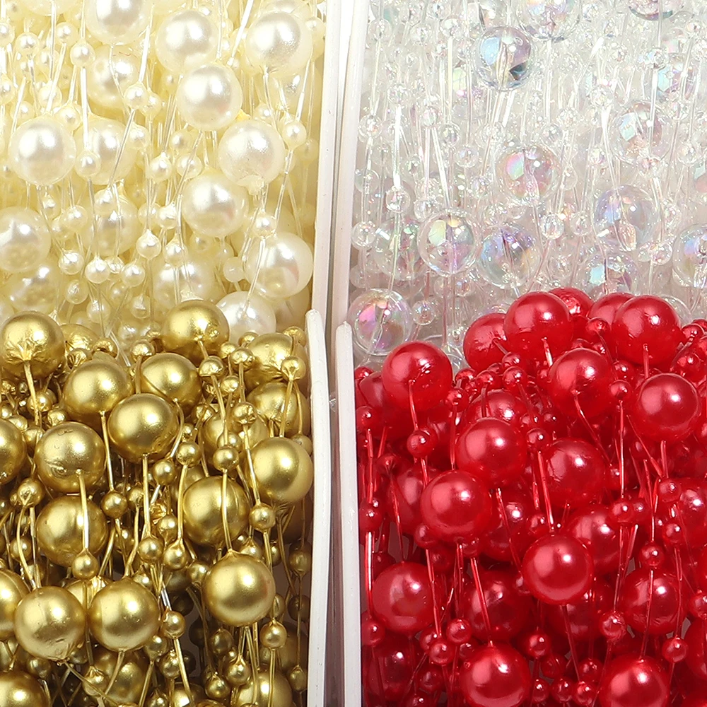 10Yards ABS Imitation Pearl Bead Chain Fishing Line Artificial Pearls String For DIY Wedding Party Garland Headwear Decoration