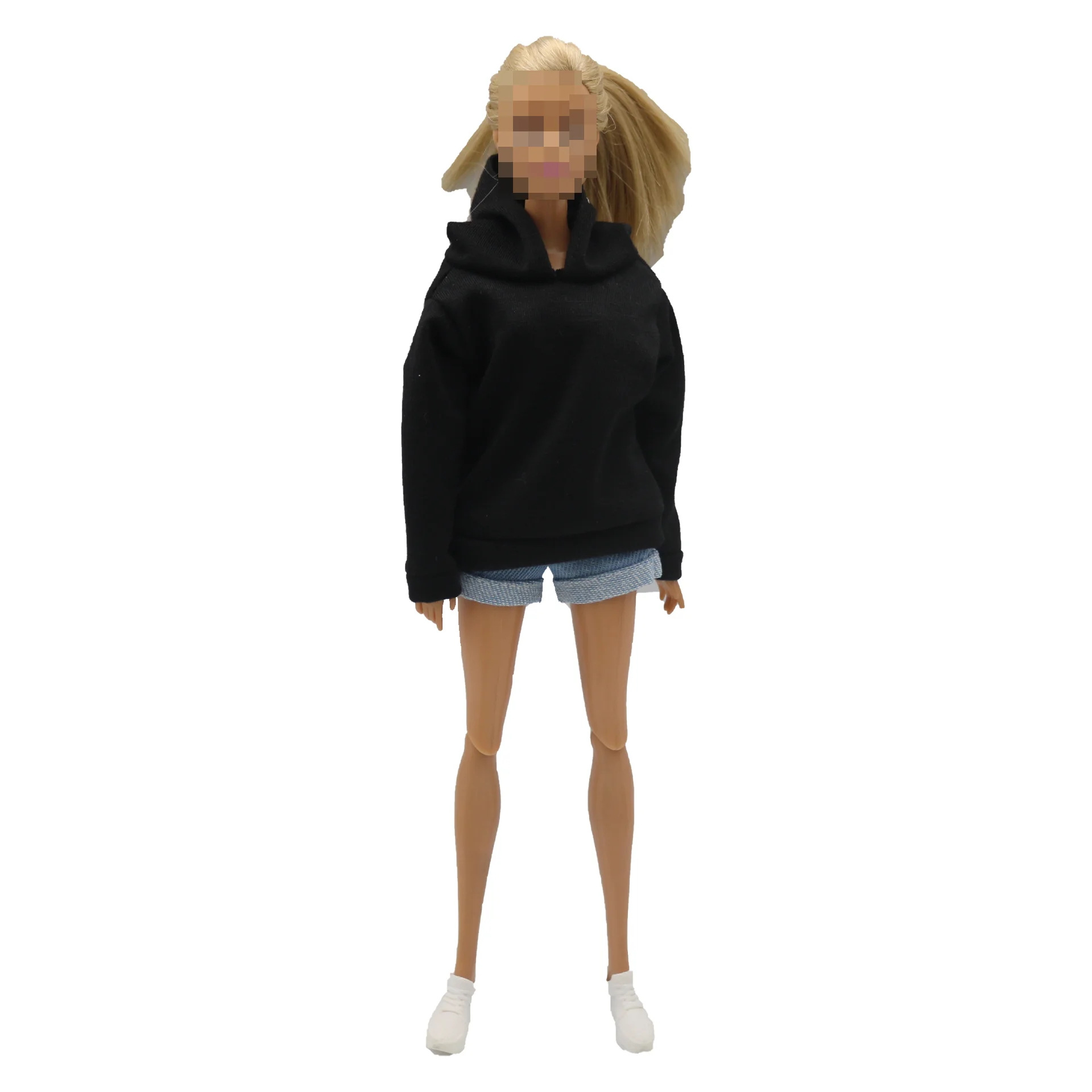 New 30cm 1/6 Doll Jeans Shorts Long Sleeves Simple and Loose Hoodie Set Daily Wear Clothes for Barbies Doll Accessories