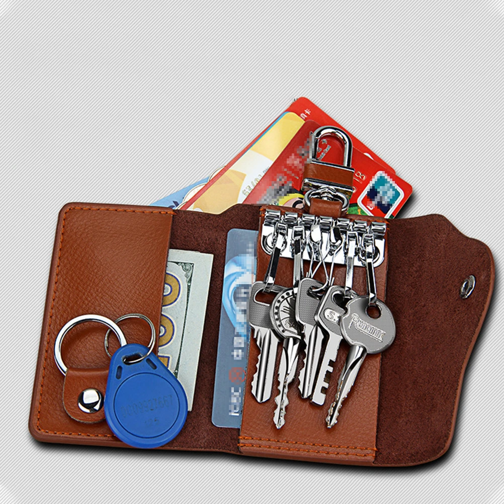 Car Key Holder Brown Durable Scratch Resistant Universal Key Pouch Hanging Waist Bag For Keys Accessory Keychain