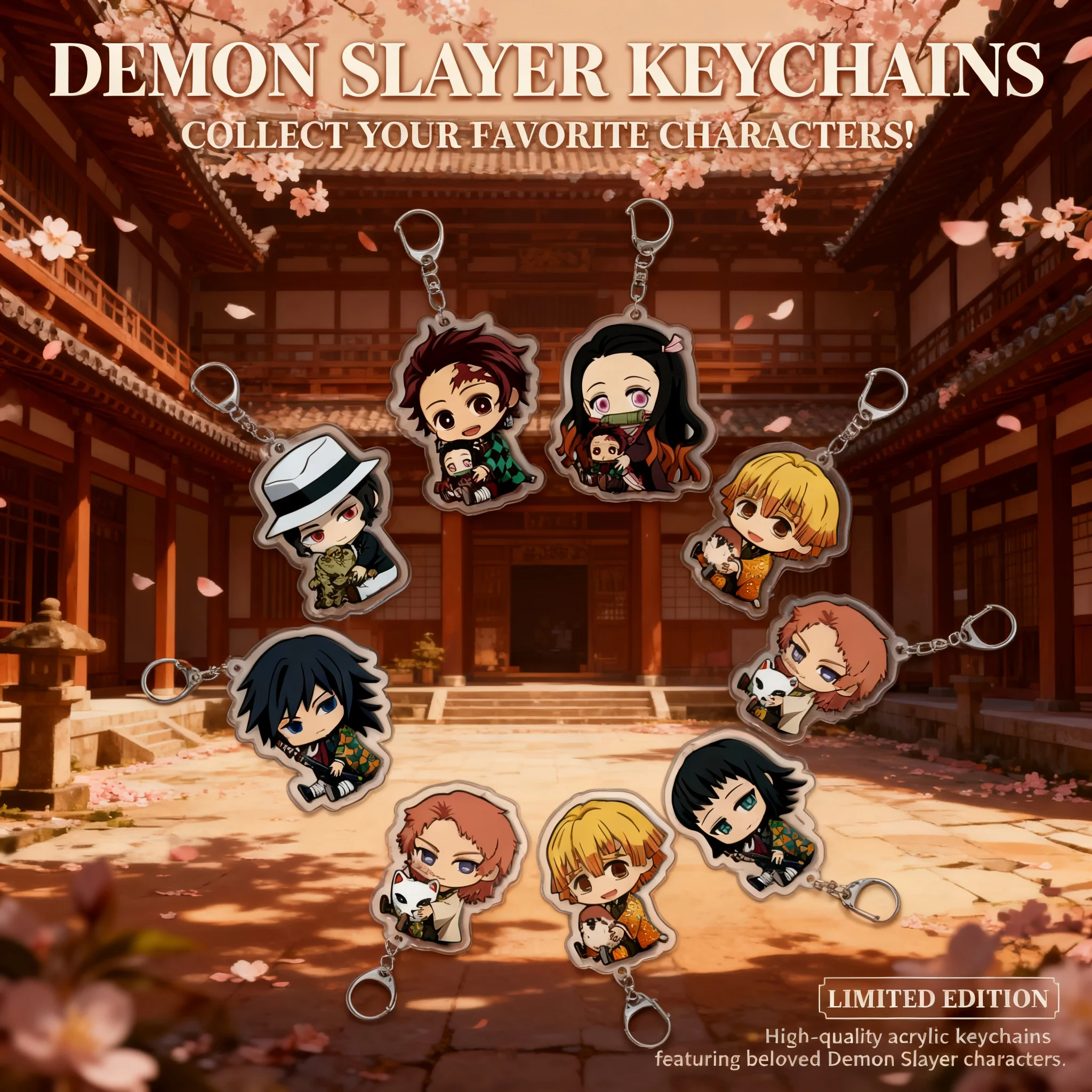 

Demon Slayer Kimetsu no Yaiba Tanjiro Nezuko Acrylic Keychain Anime Merchandise Pendant Accessories Wholesale Custom In Stock