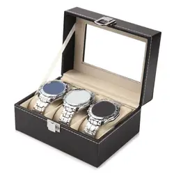 Watch Organizer Elegant Watch Box with Glass Cover Spacious Soft Lining Waterproof Organizer for Jewelry Display Storage Compact