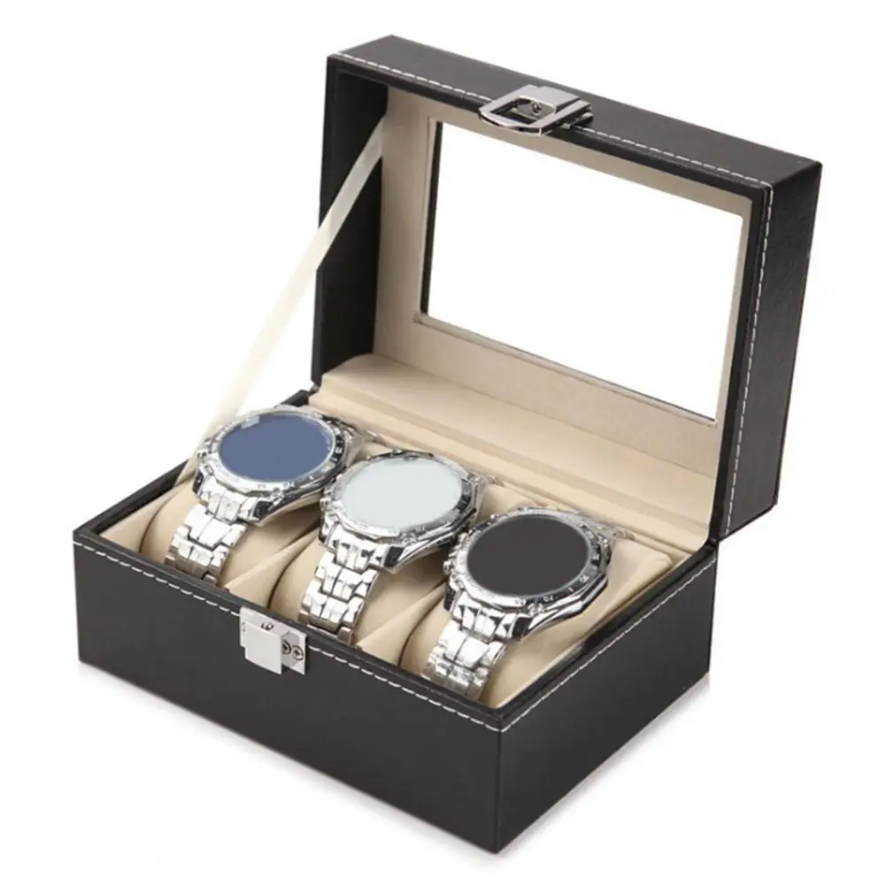 Watch Organizer Elegant Watch Box with Glass Cover Spacious Soft Lining Waterproof Organizer for Jewelry Display Storage Compact