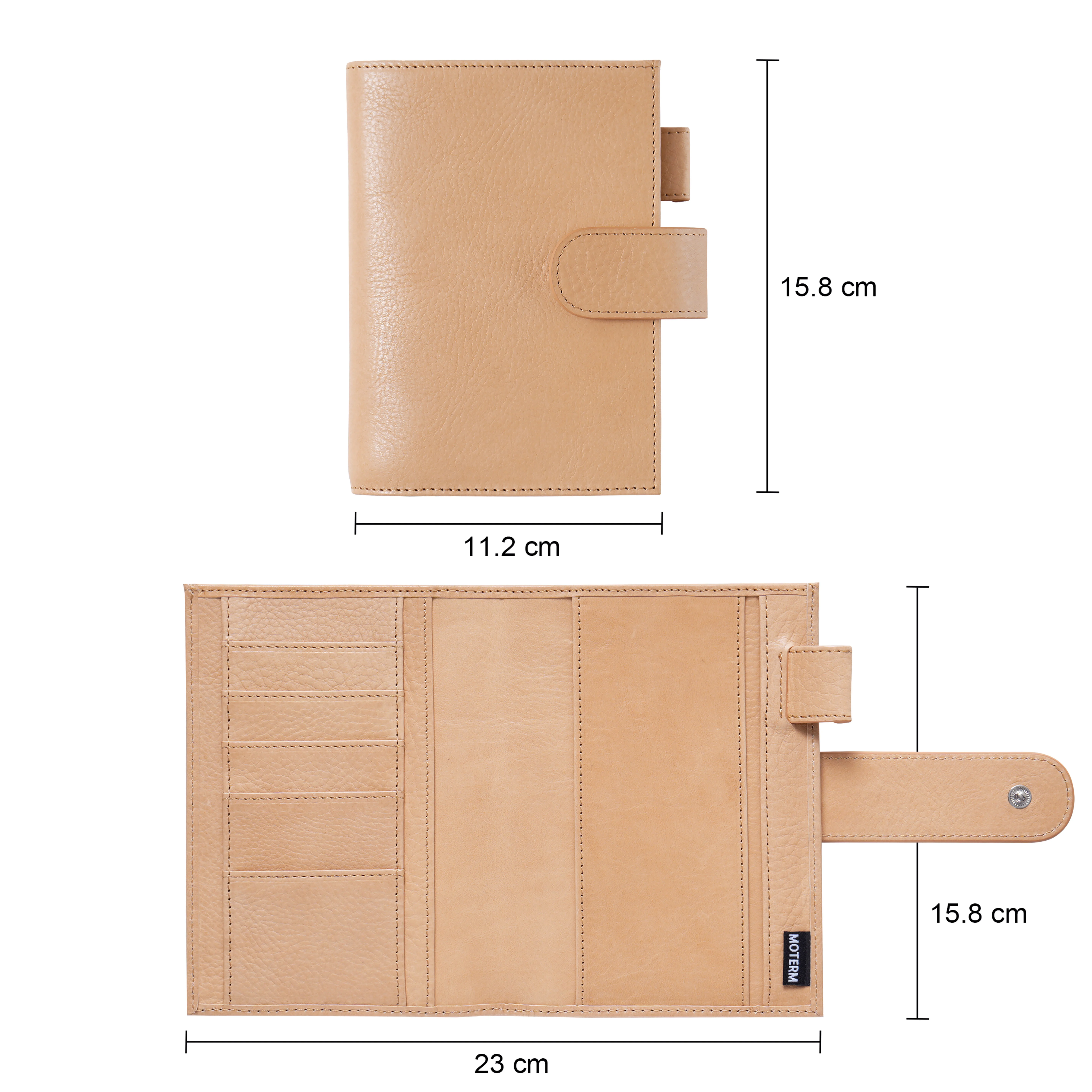 Moterm-Carnet de poche en cuir tanné végétal, couverture de licence originale pour Moleskine, agenda de poche, 3.5x5.5 po