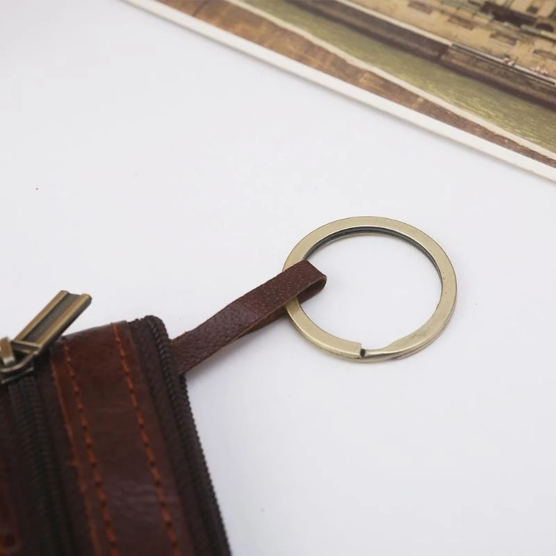 G5AE Vintage PU Leather Men's Zipper Purses Coin Purse Cash Change Wallet for Key Hol