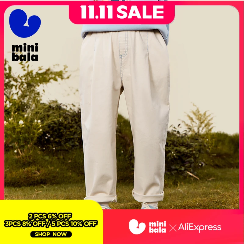 

Мини-детские брюки Balabala, новинка 2025, осенние хлопковые эластичные удобные зауженные брюки