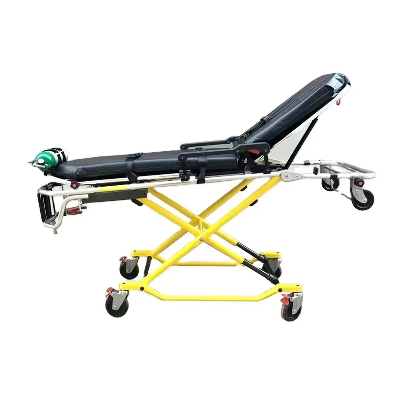 Automatic X-Leg Ambulance Boarding Stretcher Multifunctional Medical Foldable Metal Stretcher Manual Power Source