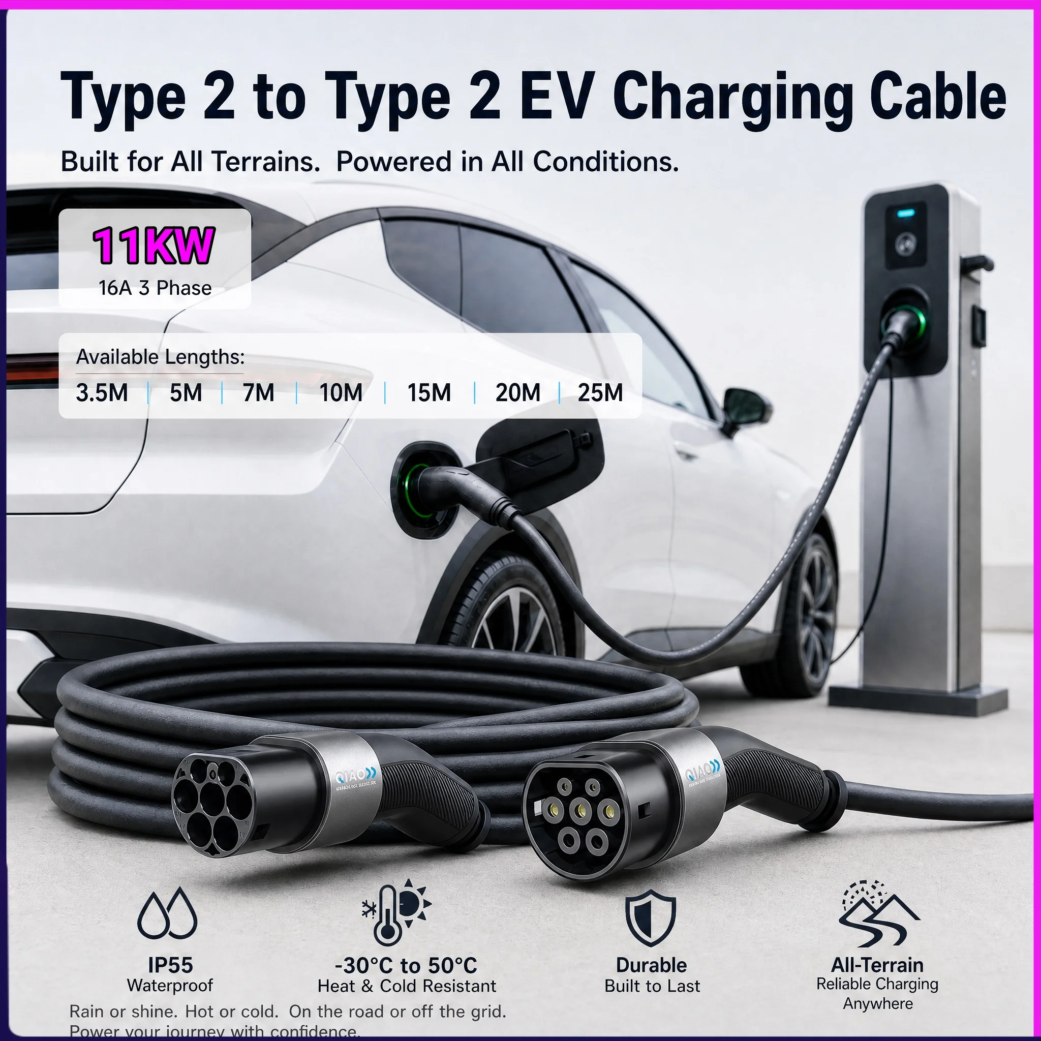 Удлинительный кабель QIAO Type – обзор и цена Ev Charger 11Kw Three Phase
