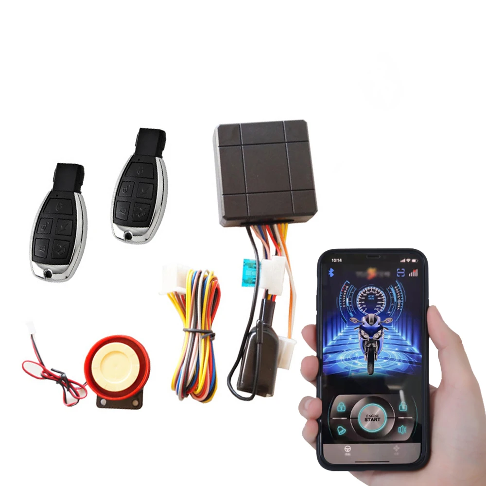 Intelligent Control Motorcycle Alarm Remote Start Keyless Mobile APP Control System Electric Engine Lock Motorbike Alarm Siren