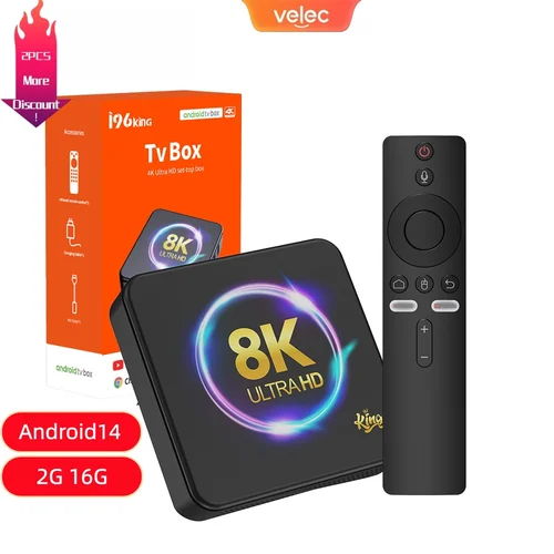 I96King Android 14 Smart TV Box 2,4G y 5G WIFI Dual 2G16G Allwinner H313 Quad Core Cortex A53 reproductor multimedia DC 5V/2A 8K decodificador