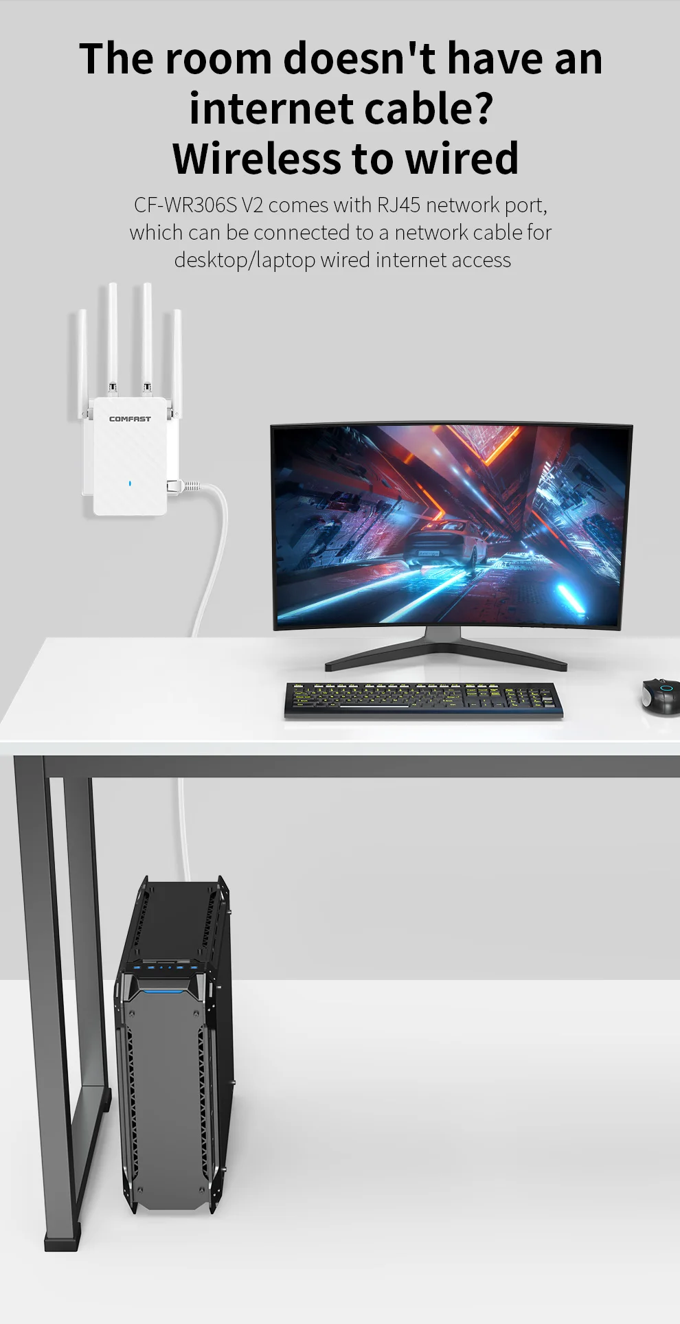 COMFAST 300Mbps WiFi 리피터 무선 신호 확장기 2.4G WiFi 증폭기 라우터 가정용 4 안테나 장거리 신호 부스터