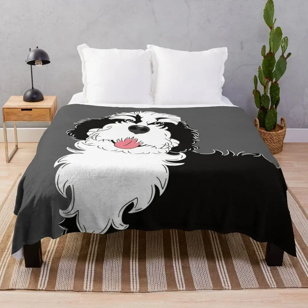 

Black and White Bernedoodle Throw Blanket Stylish Decor Blanket Gift for Friends Roommate