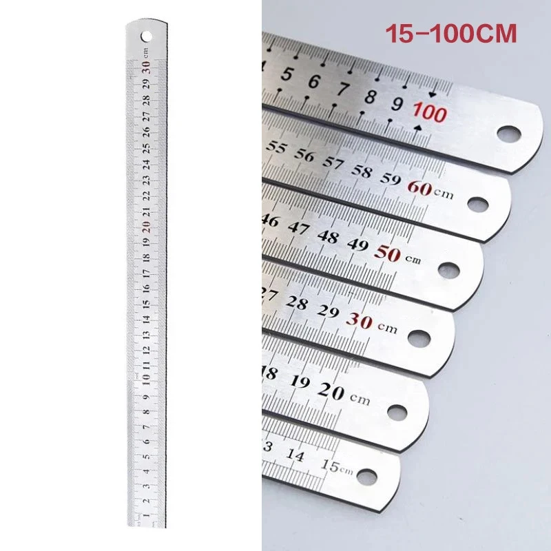 Stainless Steel Double-Sided Straight Ruler with Centimeter And Inch Scale Precision Measuring Tool for School And Office Suppli
