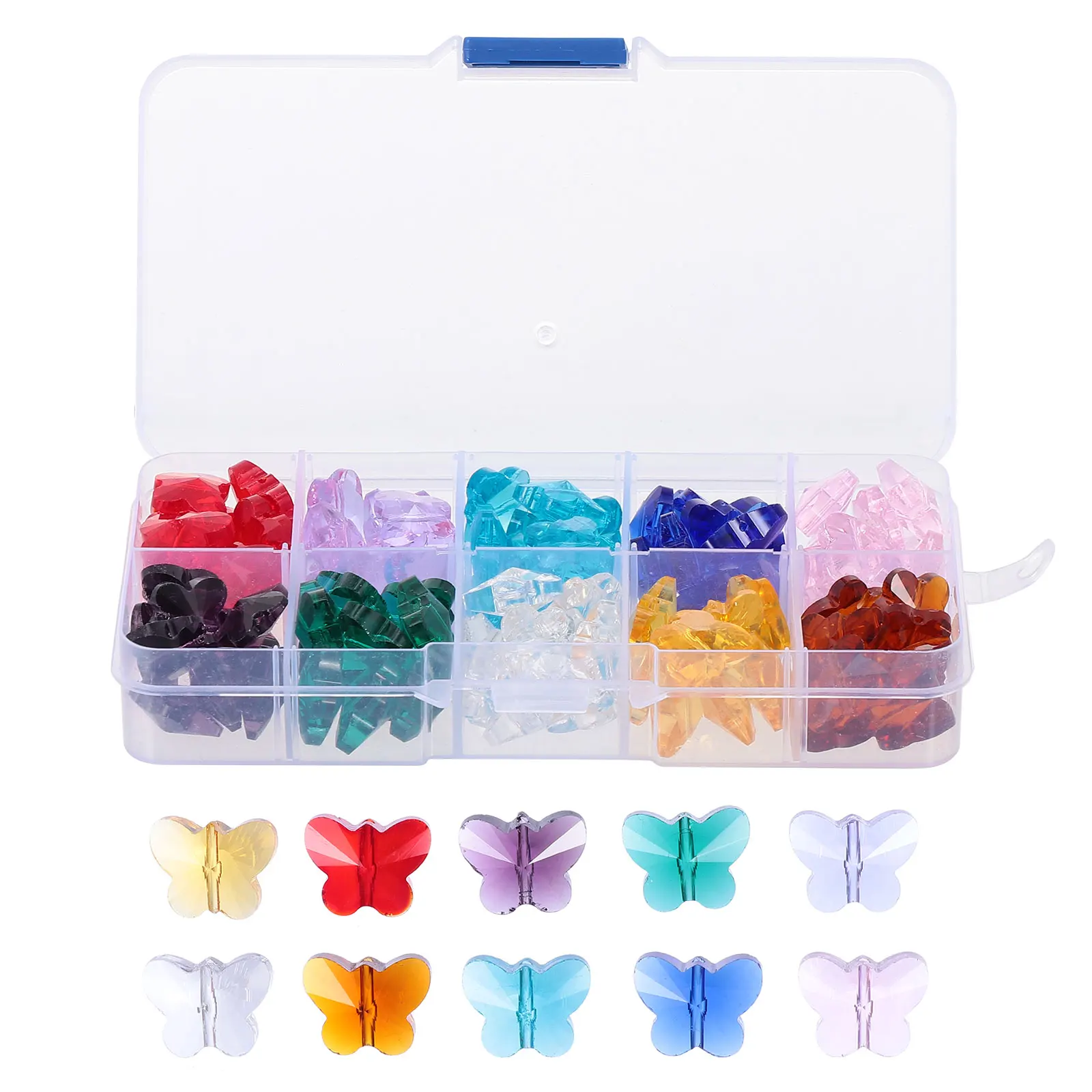 

1 Box 14mm Faceted Crystal Pendant Butterflies Beads DIY Jewelry Making Loose Beads Accessories Craft Necklace Bracelet
