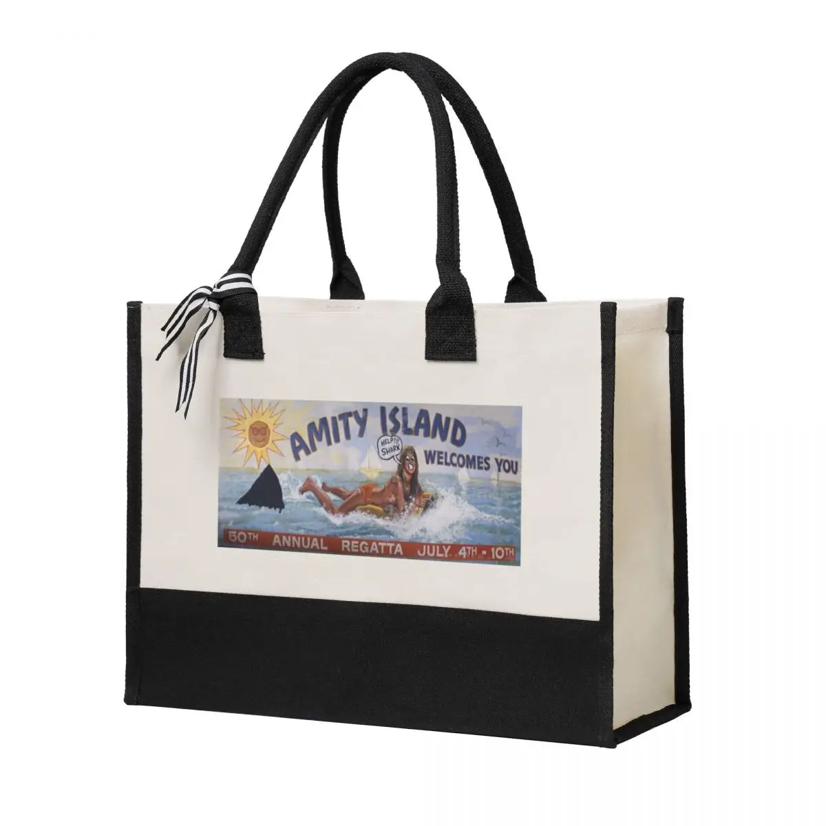 

Canvas Gift Shopping Bag Welcome To Amity Island Canvas Large Capacity Bag Customizable Quality Gifts