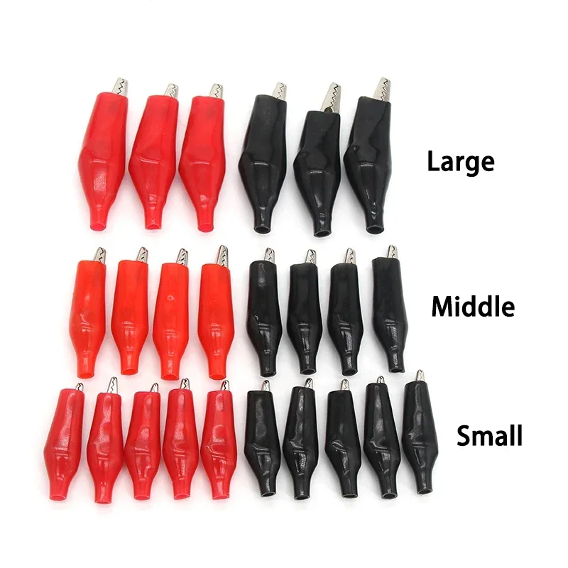 28 35 45mm Metal Alligator Clips G98 Crocodile Electrical Clamp Testing Probe Meter Black Red with Plastic Boot Car Auto Battery