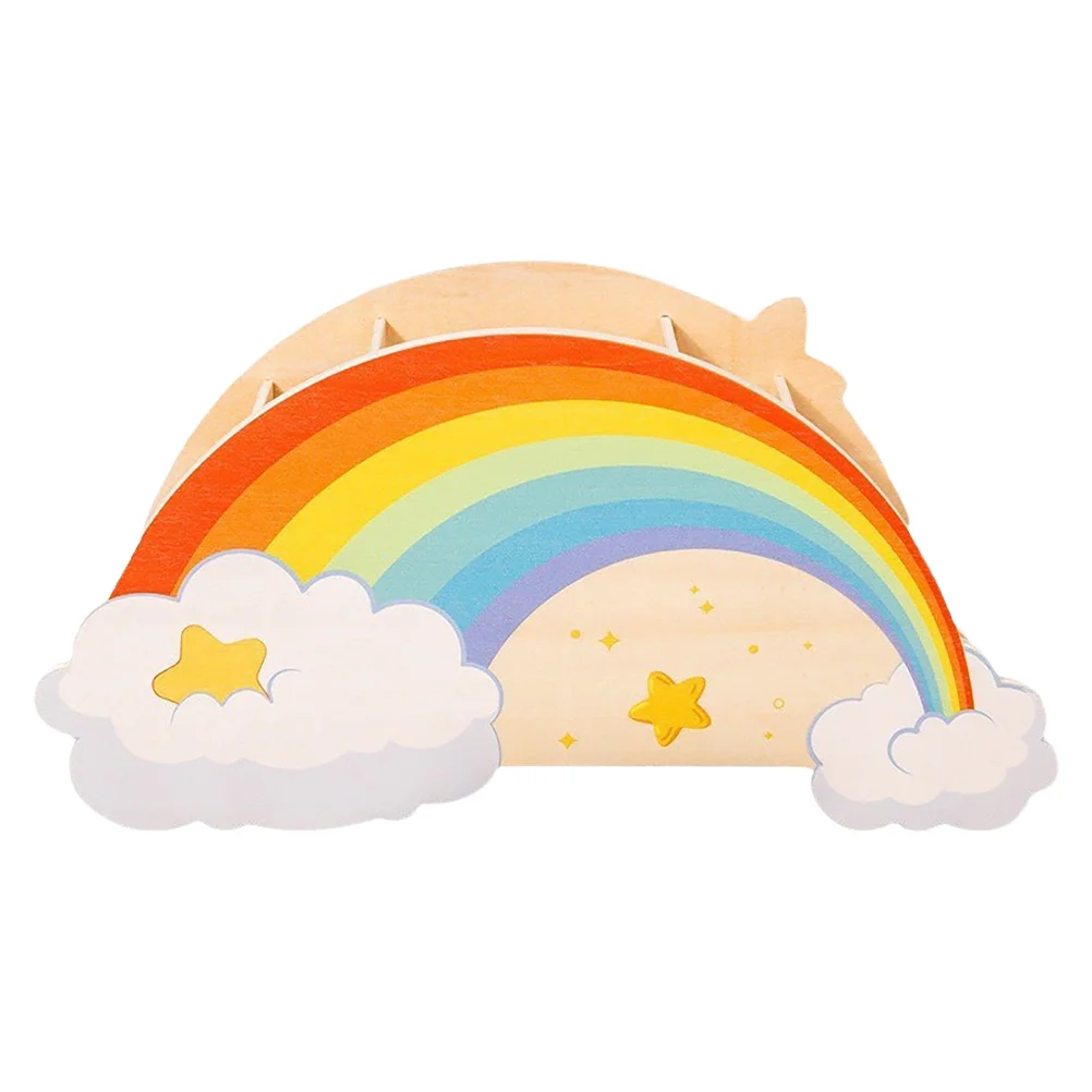 

Wooden Rainbow Cloud Pencil Holder Desktop Organizer Large Capacity Pen Makeup Brush Holder School Desk Organizer