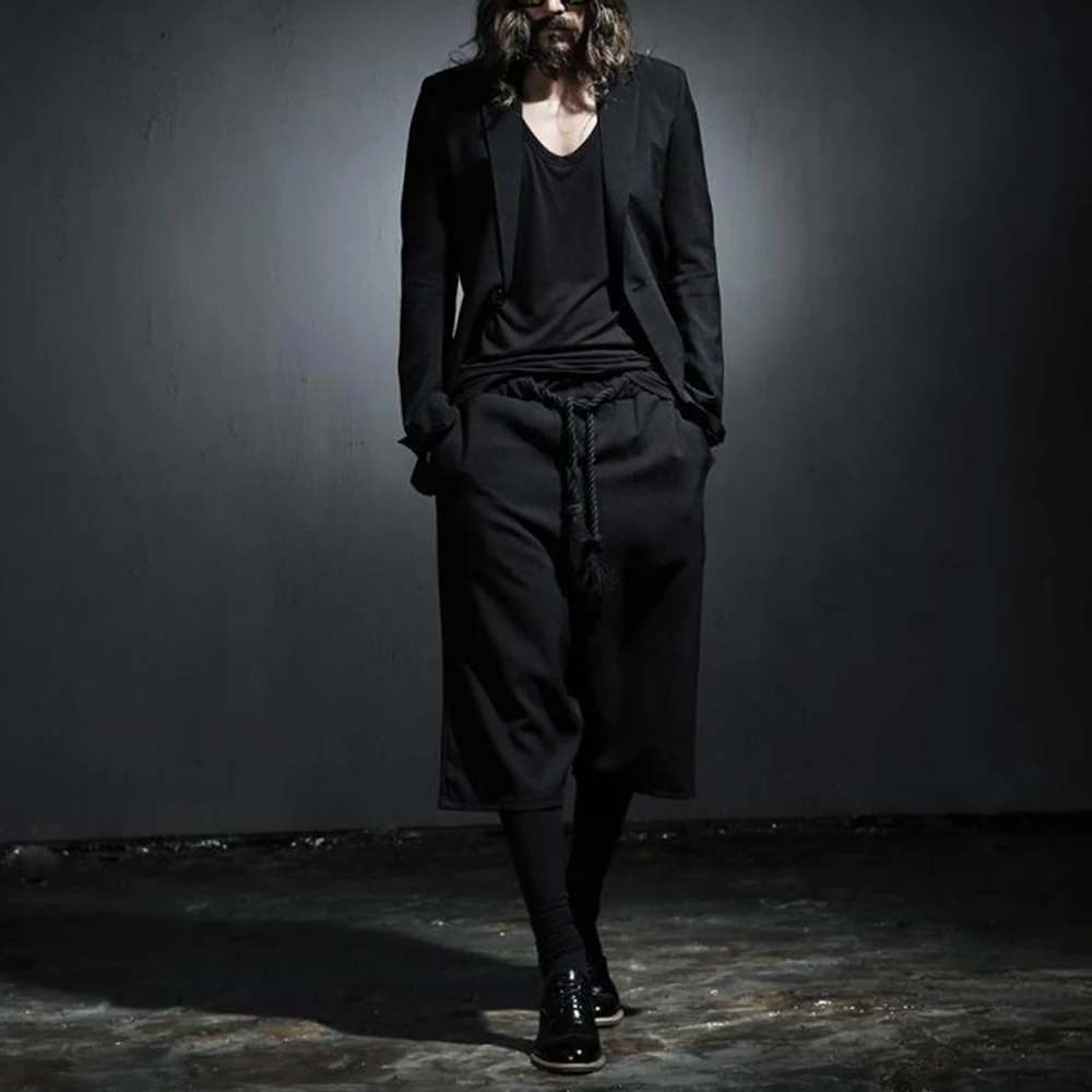 

XS-5XL Summer New Men's Solid Color Capri Pants American Retro Fashion Trendy High Street Loose Casual Niche Men's Bottoms