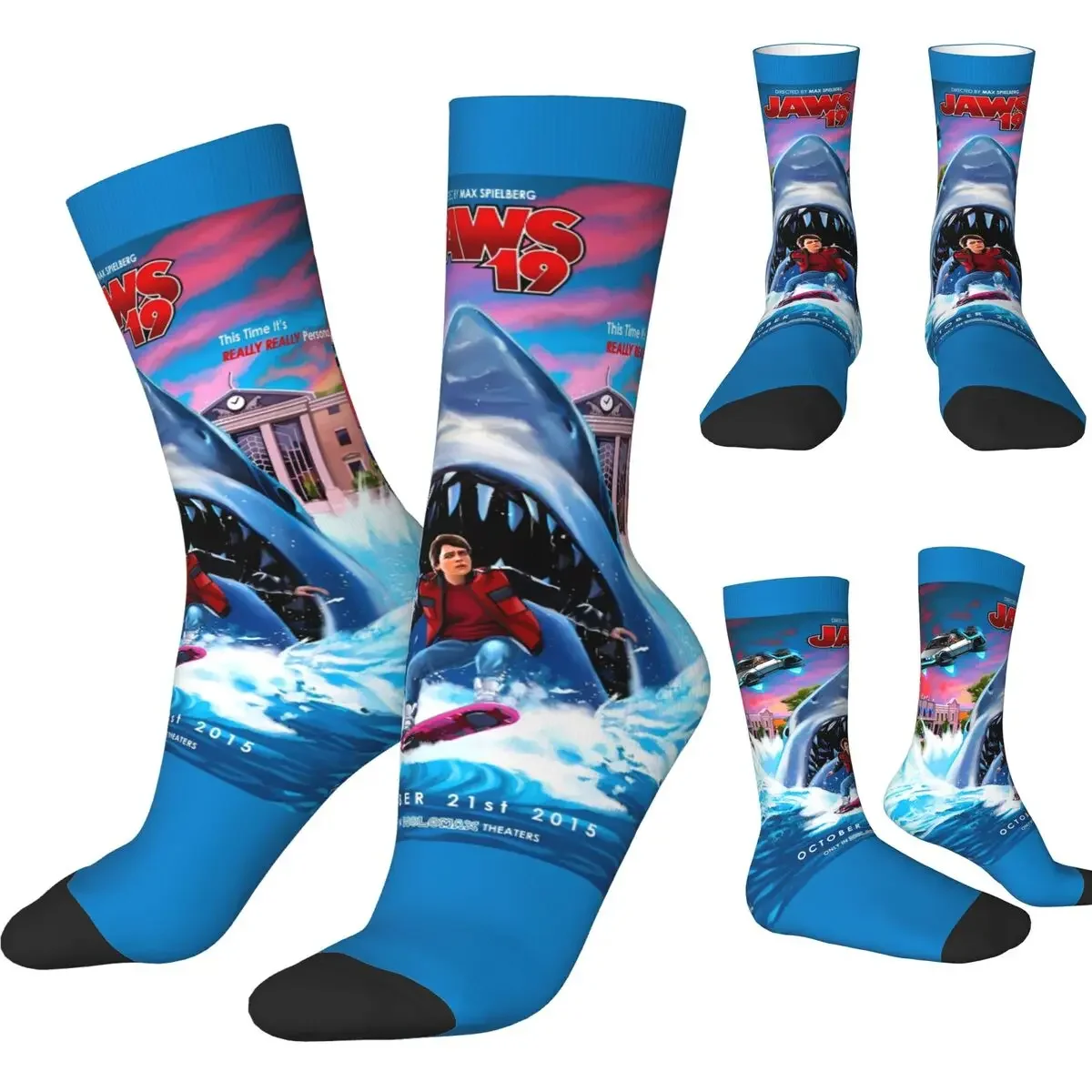 Jaws Socks sharks Korean Stockings Winter Anti Skid Men Socks Quality Printed Running Sports Socks