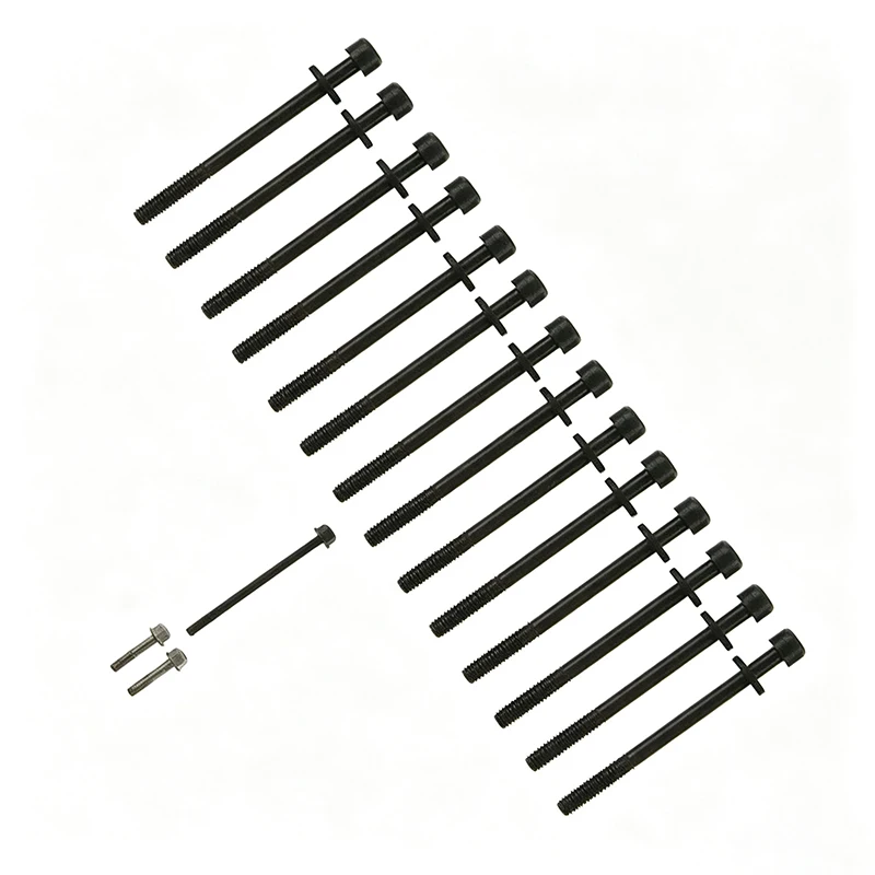 #￥forES72195 Torque to Yield Cylinder Head Bolt Set Black Oxide Coated Stretch Fasteners Fit 2009-2012 Inline Six Engine Parts