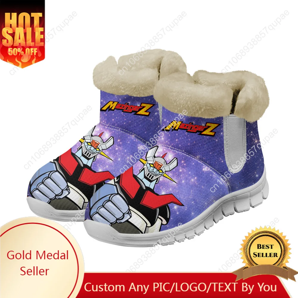 

Mazinger Z Snow Boots Anime Mens Womens Teenager Keep Warm Shoes Casual Snow Shoe Plush Soft High Quality Couple Custom Shoes