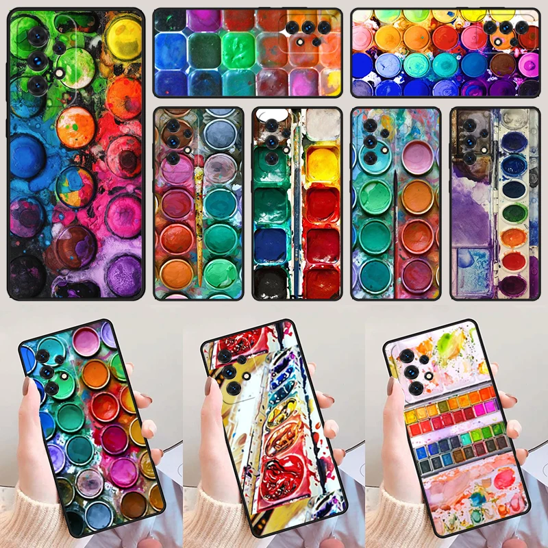 

Colorful Watercolors Set Paint Palette For Samsung A52 A72 A73 A20e A21S A50 A70 A11 A12 A42 A31 A40 A51 A71 A32 A80 Phone Case