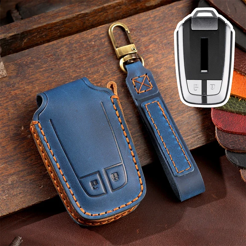 1pc Leather Car Remote Key Cover Case For Isuzu MUX MU-X D-MAX DMAX 2 Button 2017 2018 2019 Key Protect Shell