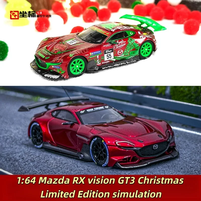 

В наличии 1:64 Mazda RX Vision GT3 Christmas Limited Edition, имитационная модель автомобиля из сплава, игрушка для мальчиков, коллекционное украшение для взрослых.
