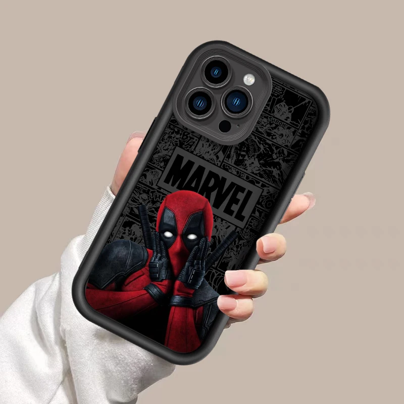 Marvel Funny Comic Deadpool For Apple iPhone 15 14 13 12 11 XS XR X Pro Max Plus Pro Shockproof Soft Eye Ladder Phone Case