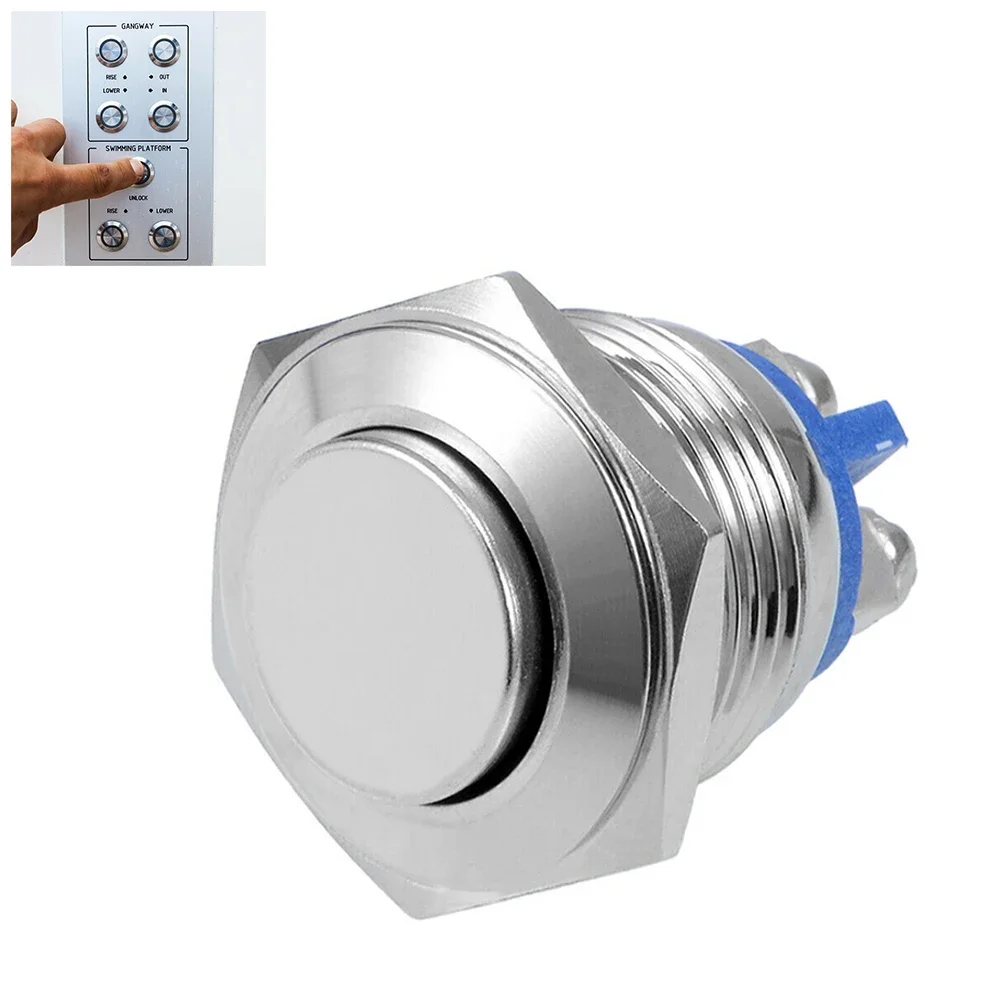 

Кнопочный переключатель мастерской, мгновенный переключатель 12 В, металлический ВКЛ. ВЫКЛ. Серебряный тон, медь, никелирование, IP67, водонепроницаемый