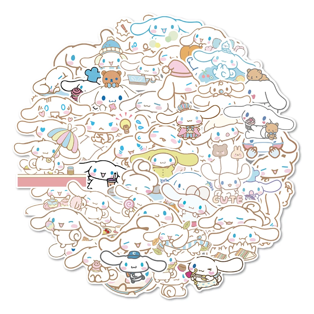 10/30/50PCS Sanrio Cute Cinnamoroll Stickers Cartoon Kids DIY Funny Decals Gift Toy DIY Suitcase Phone Skateboard Fridge Helmet