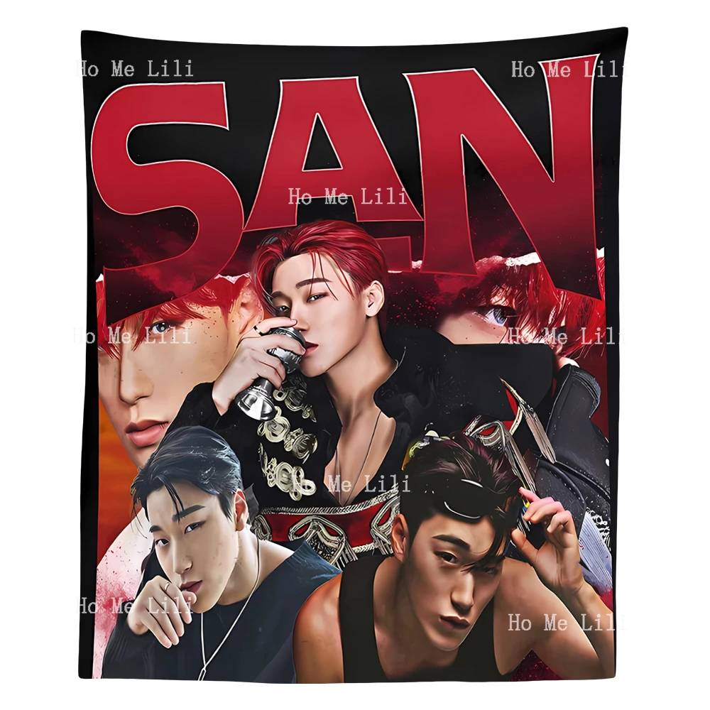 Choi San Ateez Kpop Inspired Graphic Personalized Gift Wall Aesthetic Tapestry For Bedroom Living Room Dorm